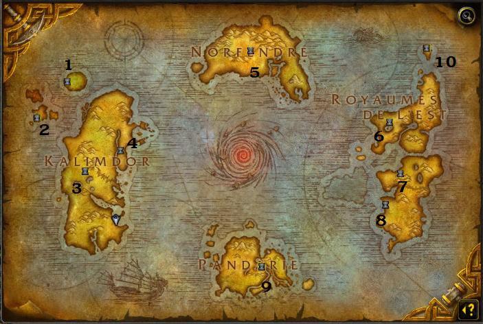 carte des 4 continents d'Azeroth