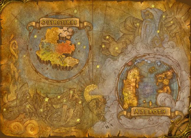 carte des mondes d'Azeroth et Draenor