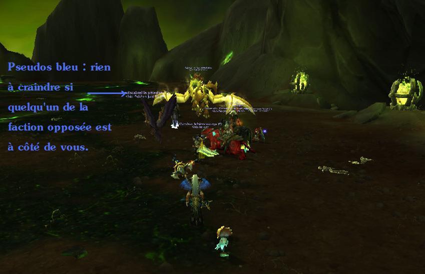 photo d'un groupe avec marqueur JcJ inactif en bleu